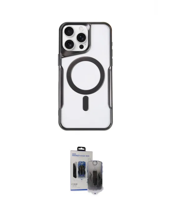 ieg™ iPhone 15 Pro Max Kılıf Yadigar Klasik Özel Seri - Siyah Vanessa Magic Hayalet Cam