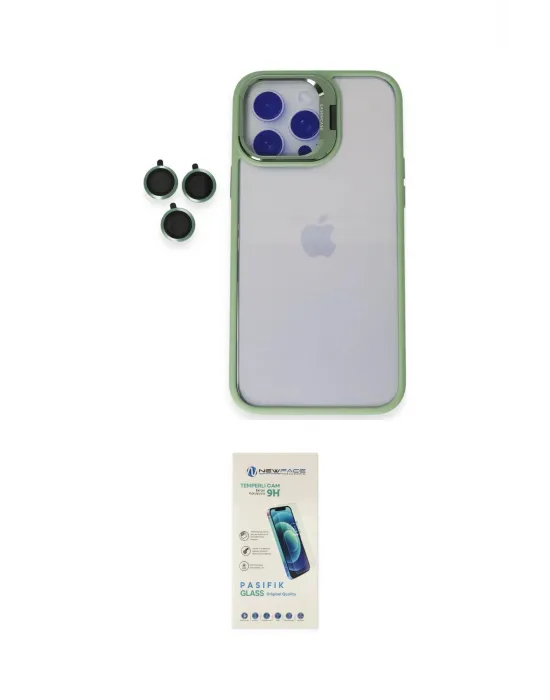 ieg™ iPhone 15 Pro Max Kılıf Yankı Asil Serisi - Şeffaf Pasifik Cam Ekran Koruyucu