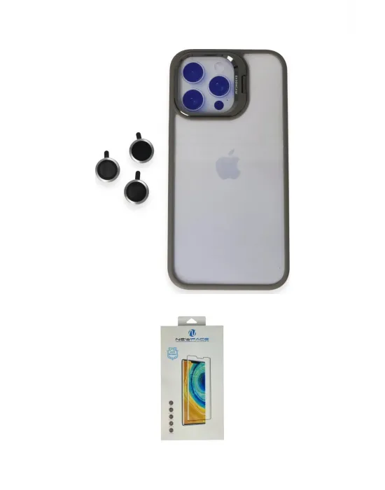 ieg™ iPhone 15 Pro Max Kılıf Yankı Asil Serisi - Siyah Polymer Nano Ekran Koruyucu