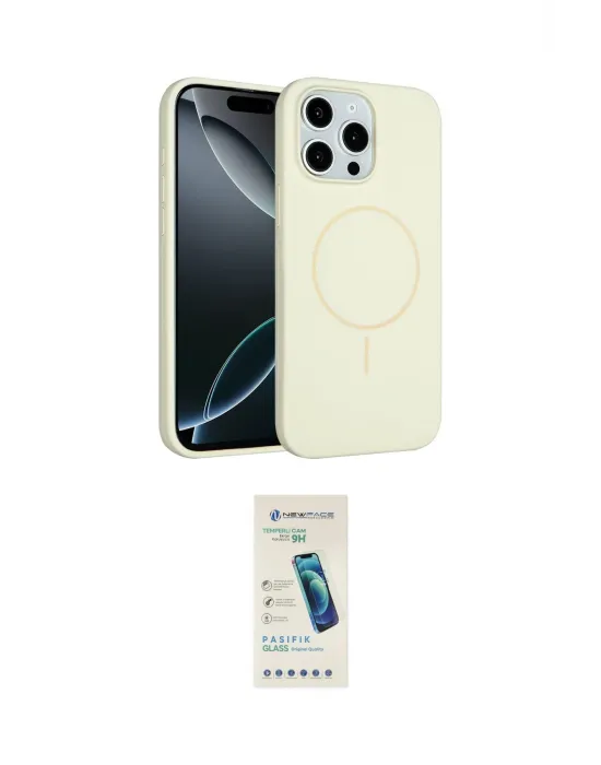 ieg™ iPhone 15 Pro Max Kılıf Yankı Form Serisi - Şeffaf Pasifik Cam Ekran Koruyucu