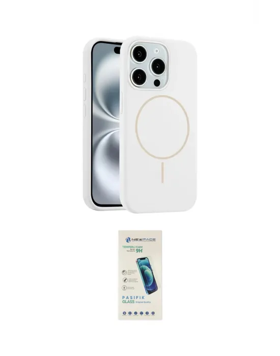 ieg™ iPhone 15 Pro Max Kılıf Yankı Form Serisi - Şeffaf Pasifik Cam Ekran Koruyucu