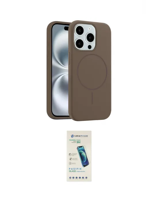 ieg™ iPhone 15 Pro Max Kılıf Yankı Form Serisi - Şeffaf Pasifik Cam Ekran Koruyucu