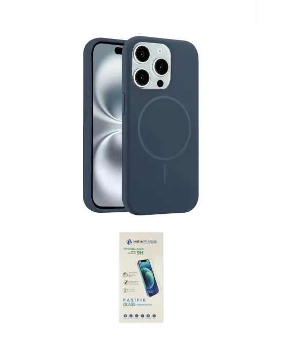 ieg™ iPhone 15 Pro Max Kılıf Yankı Form Serisi - Şeffaf Pasifik Cam Ekran Koruyucu
