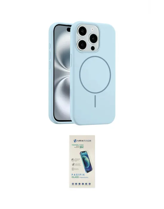 ieg™ iPhone 15 Pro Max Kılıf Yankı Form Serisi - Şeffaf Pasifik Cam Ekran Koruyucu