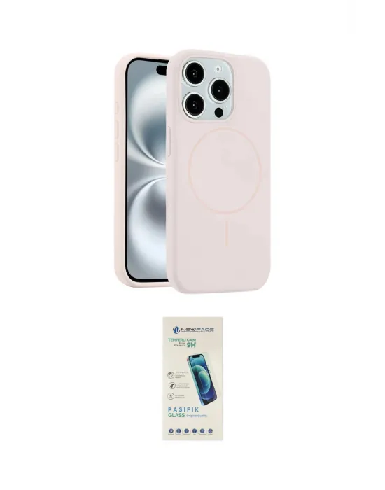 ieg™ iPhone 15 Pro Max Kılıf Yankı Form Serisi - Şeffaf Pasifik Cam Ekran Koruyucu