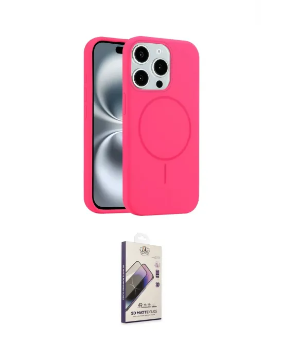 ieg™ iPhone 15 Pro Max Kılıf Yankı Form Serisi - Siyah Bilvis 3D Mat Cam Ekran Koruyucu