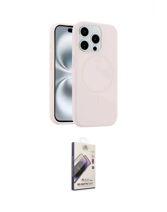 ieg™ iPhone 15 Pro Max Kılıf Yankı Form Serisi - Siyah Bilvis 3D Mat Cam Ekran Koruyucu