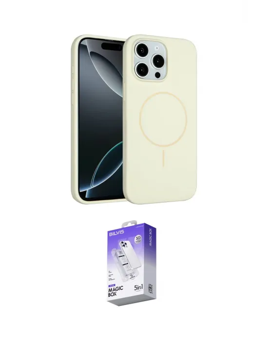 ieg™ iPhone 15 Pro Max Kılıf Yankı Form Serisi - Siyah Bilvis 5in1 3D Magic Cam Ekran Koruyucu