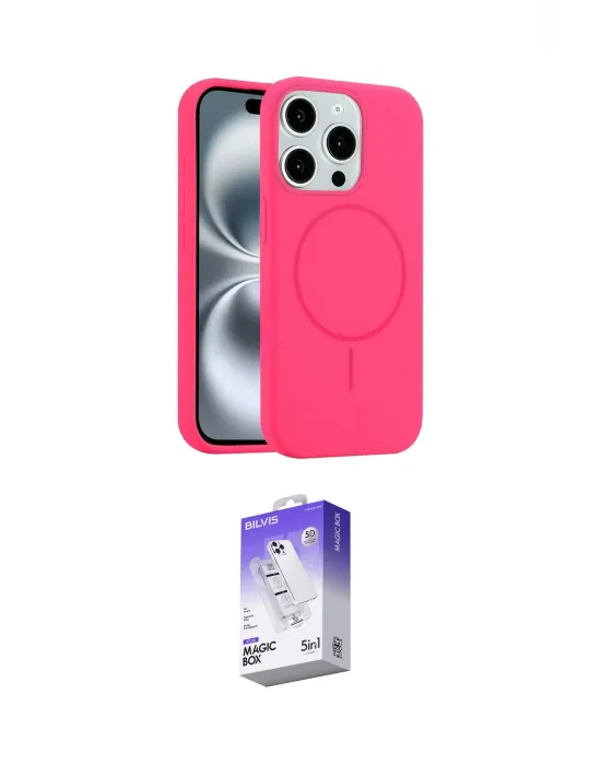 ieg™ iPhone 15 Pro Max Kılıf Yankı Form Serisi - Siyah Bilvis 5in1 3D Magic Cam Ekran Koruyucu