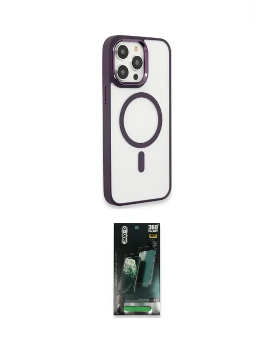 ieg™ iPhone 15 Pro Max Kılıf Yankı Işık Özel Seri - Şeffaf 360 Full Body Arka Koruyucu