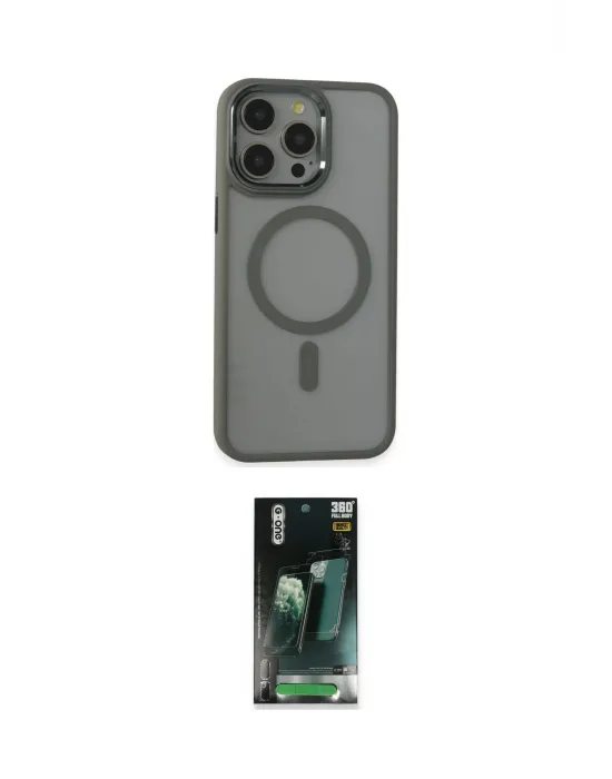 ieg™ iPhone 15 Pro Max Kılıf Yankı Işık Özel Seri - Şeffaf 360 Full Body Arka Koruyucu