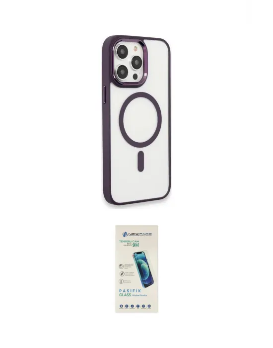 ieg™ iPhone 15 Pro Max Kılıf Yankı Işık Özel Seri - Şeffaf Pasifik Cam Ekran Koruyucu