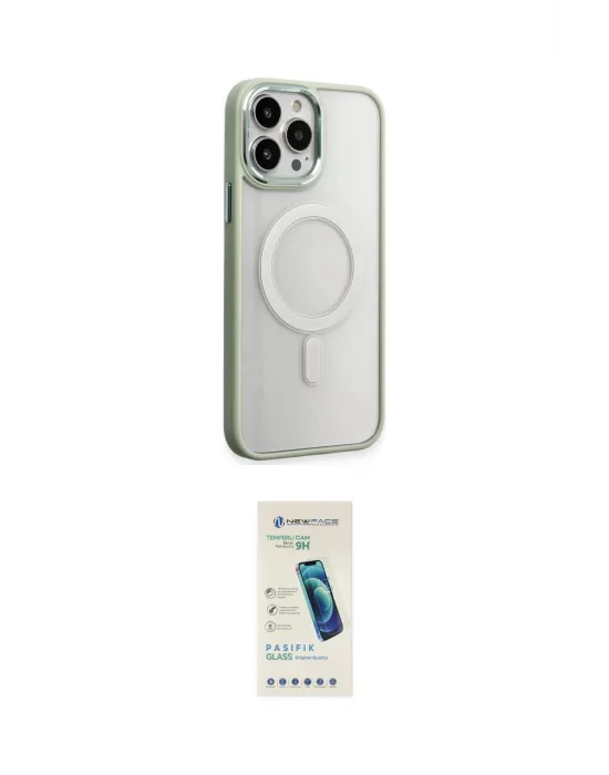 ieg™ iPhone 15 Pro Max Kılıf Yankı Işık Özel Seri - Şeffaf Pasifik Cam Ekran Koruyucu