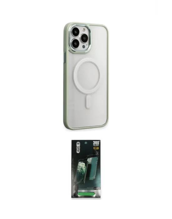 ieg™ iPhone 15 Pro Max Kılıf Yankı Işık Özel Seri - Siyah 360 Mat Full Body Arka Koruyucu