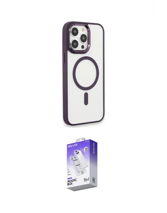 ieg™ iPhone 15 Pro Max Kılıf Yankı Işık Özel Seri - Siyah Bilvis 5in1 3D Magic Cam Ekran Koruyucu