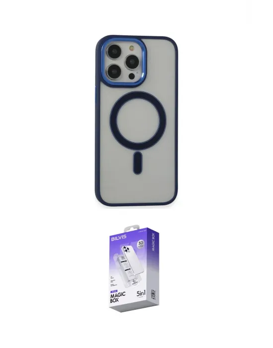ieg™ iPhone 15 Pro Max Kılıf Yankı Işık Özel Seri - Siyah Bilvis 5in1 3D Magic Cam Ekran Koruyucu