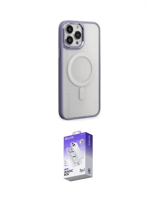 ieg™ iPhone 15 Pro Max Kılıf Yankı Işık Özel Seri - Siyah Bilvis 5in1 3D Magic Cam Ekran Koruyucu
