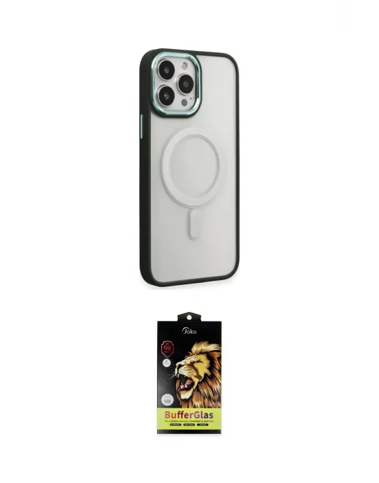 ieg™ iPhone 15 Pro Max Kılıf Yankı Işık Özel Seri - Siyah Buffer Cam Ekran Koruyucu