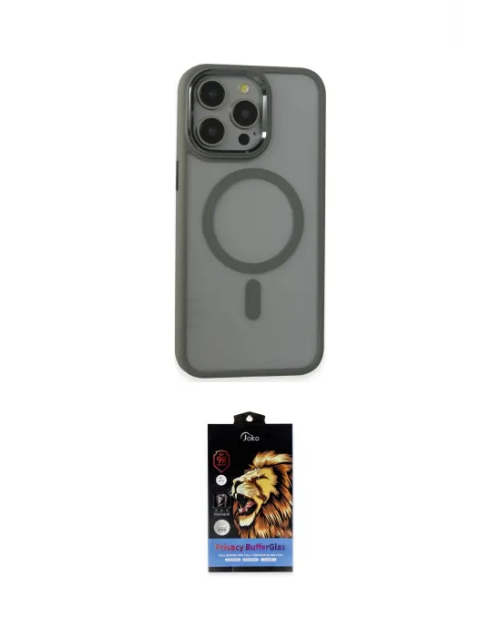 ieg™ iPhone 15 Pro Max Kılıf Yankı Işık Özel Seri - Siyah Buffer Hayalet Cam Ekran Koruyucu