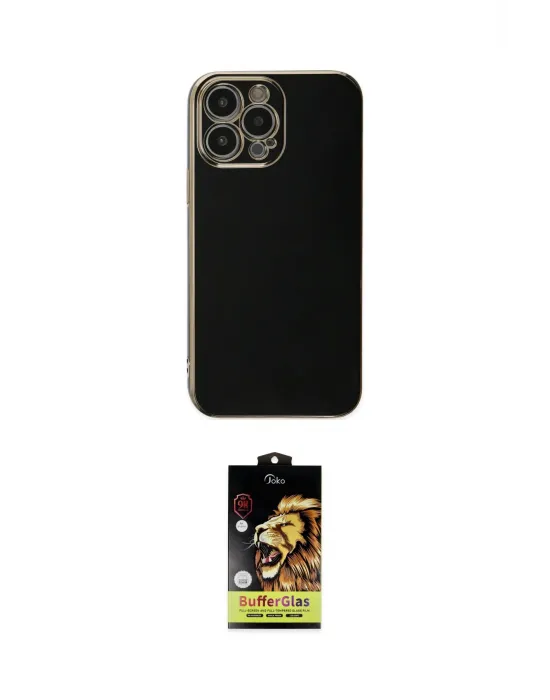 ieg™ iPhone 15 Pro Max Kılıf Yankı Serisi - Siyah Buffer Cam Ekran Koruyucu