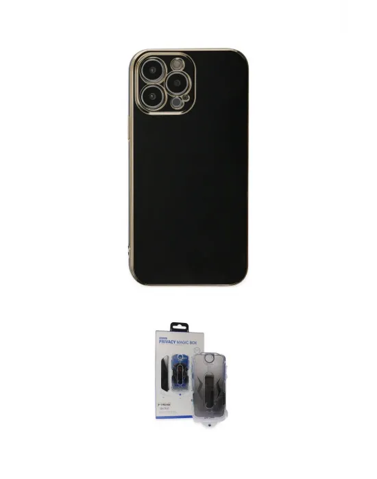ieg™ iPhone 15 Pro Max Kılıf Yankı Serisi - Siyah Vanessa Magic Hayalet Cam