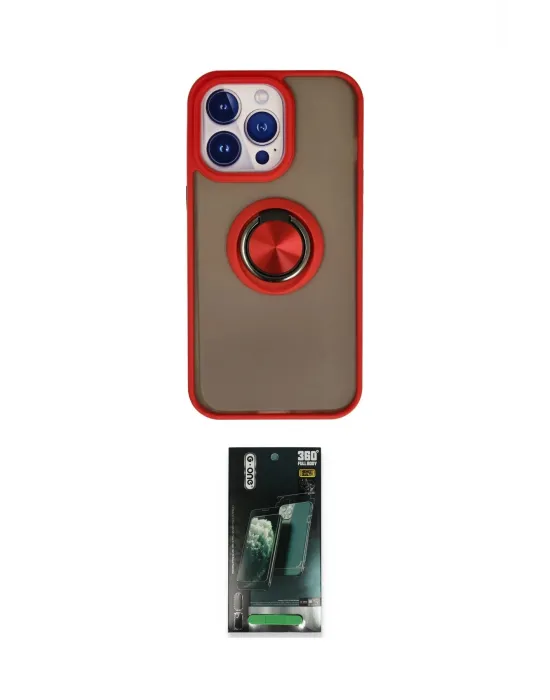 ieg™ iPhone 15 Pro Max Kılıf Yörünge Çizgi - Şeffaf 360 Full Body Arka Koruyucu