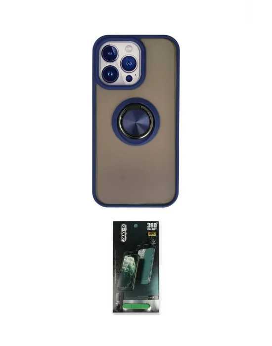 ieg™ iPhone 15 Pro Max Kılıf Yörünge Çizgi - Şeffaf 360 Full Body Arka Koruyucu