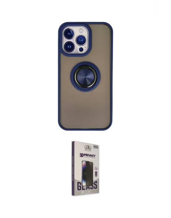 ieg™ iPhone 15 Pro Max Kılıf Yörünge Çizgi - Siyah Bilvis Hayalet Cam Ekran Koruyucu