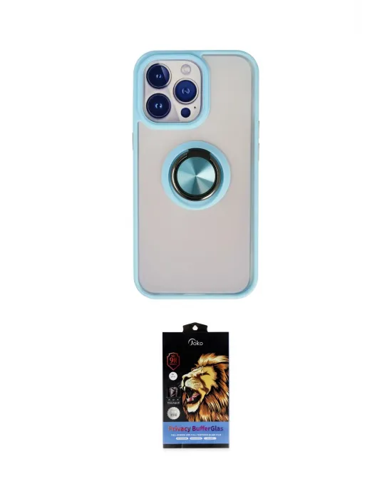 ieg™ iPhone 15 Pro Max Kılıf Yörünge Çizgi - Siyah Buffer Hayalet Cam Ekran Koruyucu