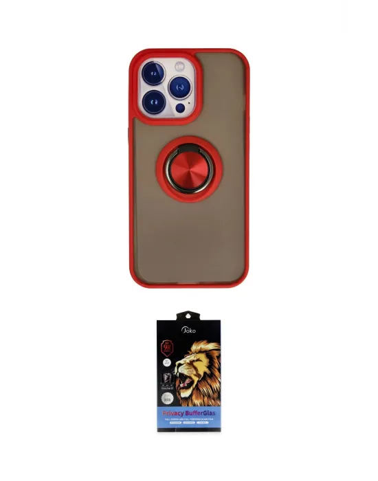 ieg™ iPhone 15 Pro Max Kılıf Yörünge Çizgi - Siyah Buffer Hayalet Cam Ekran Koruyucu
