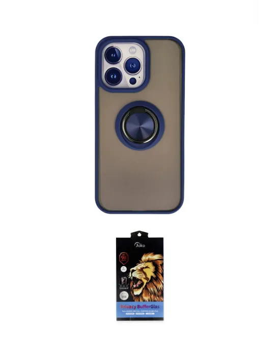 ieg™ iPhone 15 Pro Max Kılıf Yörünge Çizgi - Siyah Buffer Hayalet Cam Ekran Koruyucu