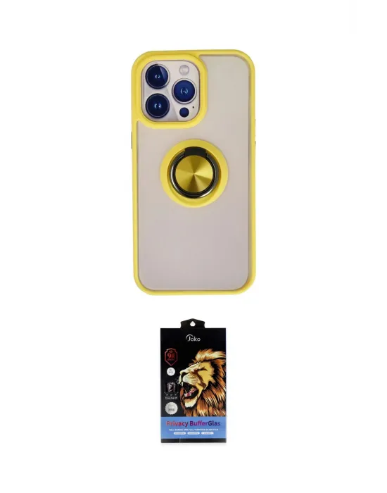 ieg™ iPhone 15 Pro Max Kılıf Yörünge Çizgi - Siyah Buffer Hayalet Cam Ekran Koruyucu