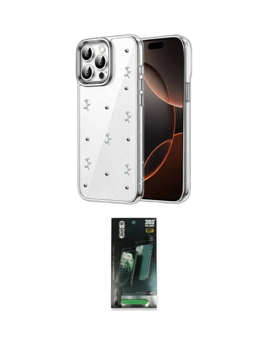 ieg™ iPhone 15 Pro Max Kılıf Yörünge Form - Şeffaf 360 Full Body Arka Koruyucu