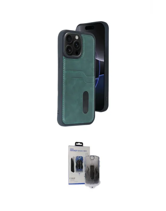 ieg™ iPhone 15 Pro Max Kılıf Yörünge Işık Serisi - Siyah Vanessa Magic Hayalet Cam
