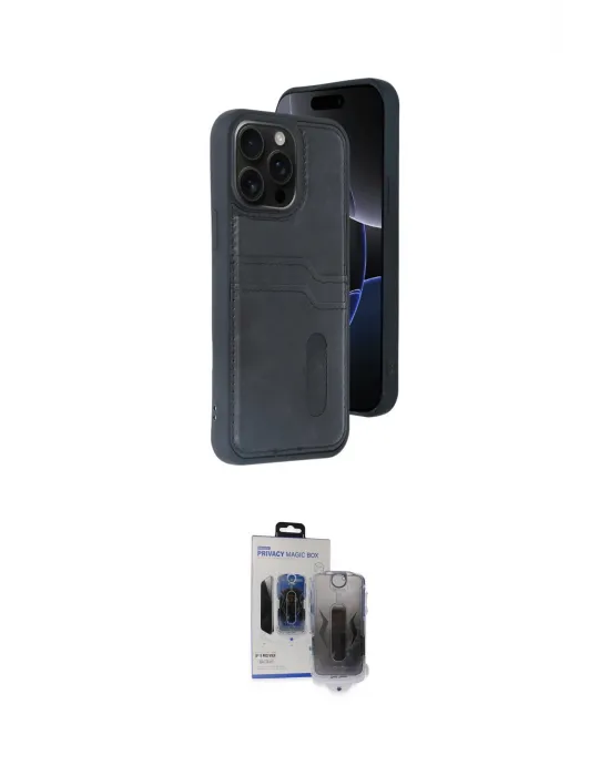 ieg™ iPhone 15 Pro Max Kılıf Yörünge Işık Serisi - Siyah Vanessa Magic Hayalet Cam