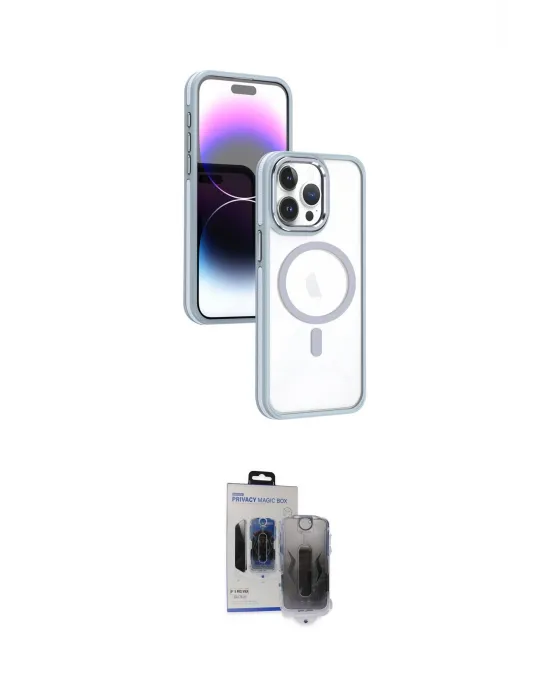 ieg™ iPhone 15 Pro Max Kılıf Yörünge Klasik - Siyah Vanessa Magic Hayalet Cam