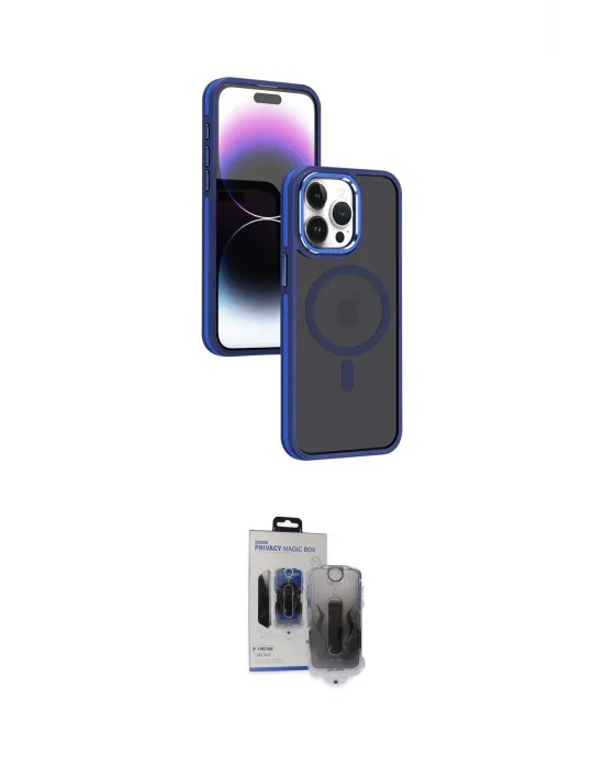 ieg™ iPhone 15 Pro Max Kılıf Yörünge Klasik - Siyah Vanessa Magic Hayalet Cam