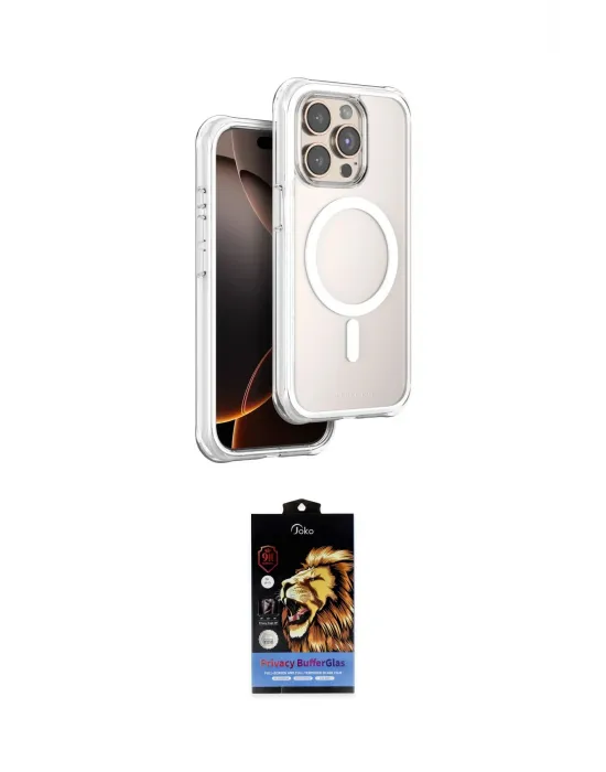 ieg™ iPhone 15 Pro Max Kılıf Zirve Klasik Prime - Siyah Buffer Hayalet Cam Ekran Koruyucu
