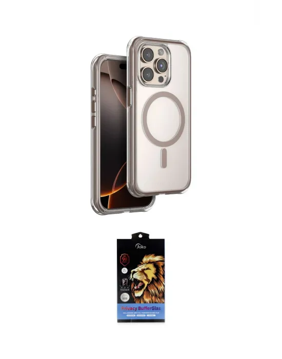 ieg™ iPhone 15 Pro Max Kılıf Zirve Klasik Prime - Siyah Buffer Hayalet Cam Ekran Koruyucu