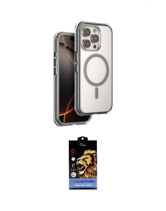 ieg™ iPhone 15 Pro Max Kılıf Zirve Klasik Prime - Siyah Buffer Hayalet Cam Ekran Koruyucu