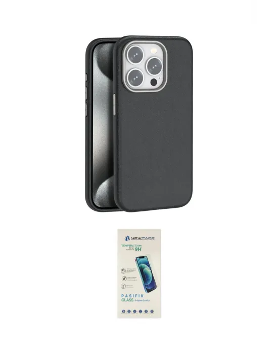 ieg™ iPhone 15 Pro Max Kılıf Zirve Modern Prime - Şeffaf Pasifik Cam Ekran Koruyucu