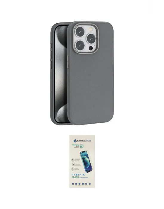 ieg™ iPhone 15 Pro Max Kılıf Zirve Modern Prime - Şeffaf Pasifik Cam Ekran Koruyucu