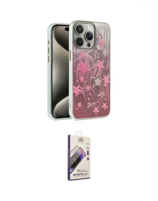 ieg™ iPhone 15 Pro Max Kılıf Zirve Modern Prime - Siyah Bilvis 3D Mat Cam Ekran Koruyucu