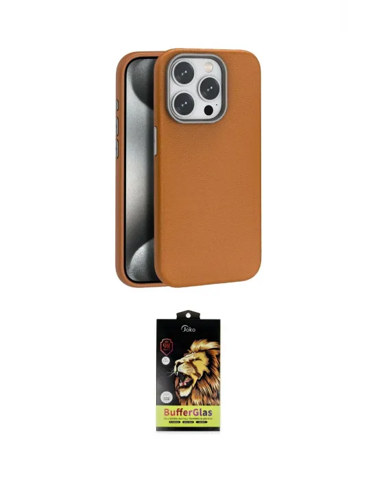 ieg™ iPhone 15 Pro Max Kılıf Zirve Modern Prime - Siyah Buffer Cam Ekran Koruyucu