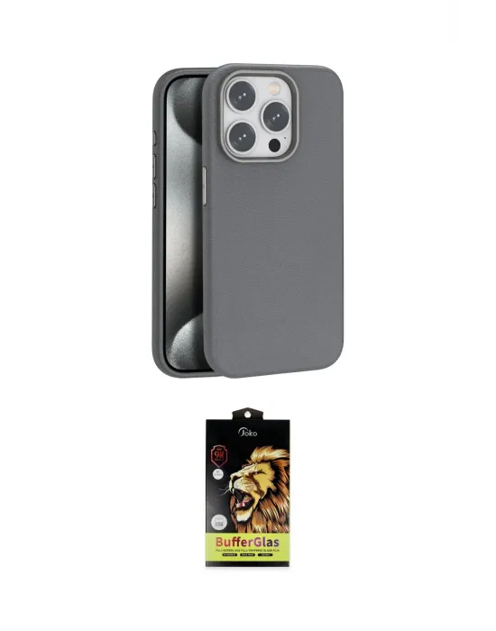 ieg™ iPhone 15 Pro Max Kılıf Zirve Modern Prime - Siyah Buffer Cam Ekran Koruyucu