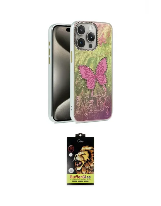ieg™ iPhone 15 Pro Max Kılıf Zirve Modern Prime - Siyah Buffer Cam Ekran Koruyucu
