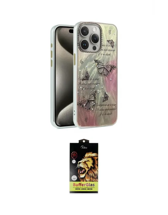 ieg™ iPhone 15 Pro Max Kılıf Zirve Modern Prime - Siyah Buffer Cam Ekran Koruyucu
