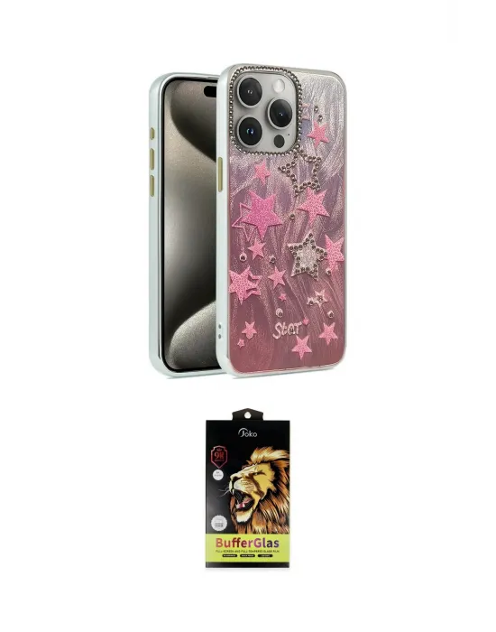 ieg™ iPhone 15 Pro Max Kılıf Zirve Modern Prime - Siyah Buffer Cam Ekran Koruyucu