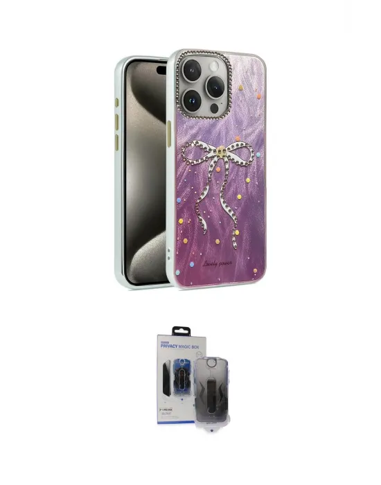 ieg™ iPhone 15 Pro Max Kılıf Zirve Modern Prime - Siyah Vanessa Magic Hayalet Cam