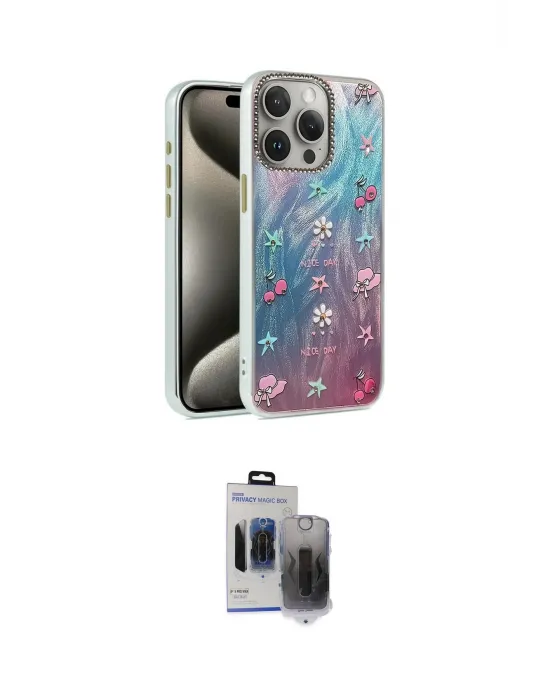 ieg™ iPhone 15 Pro Max Kılıf Zirve Modern Prime - Siyah Vanessa Magic Hayalet Cam
